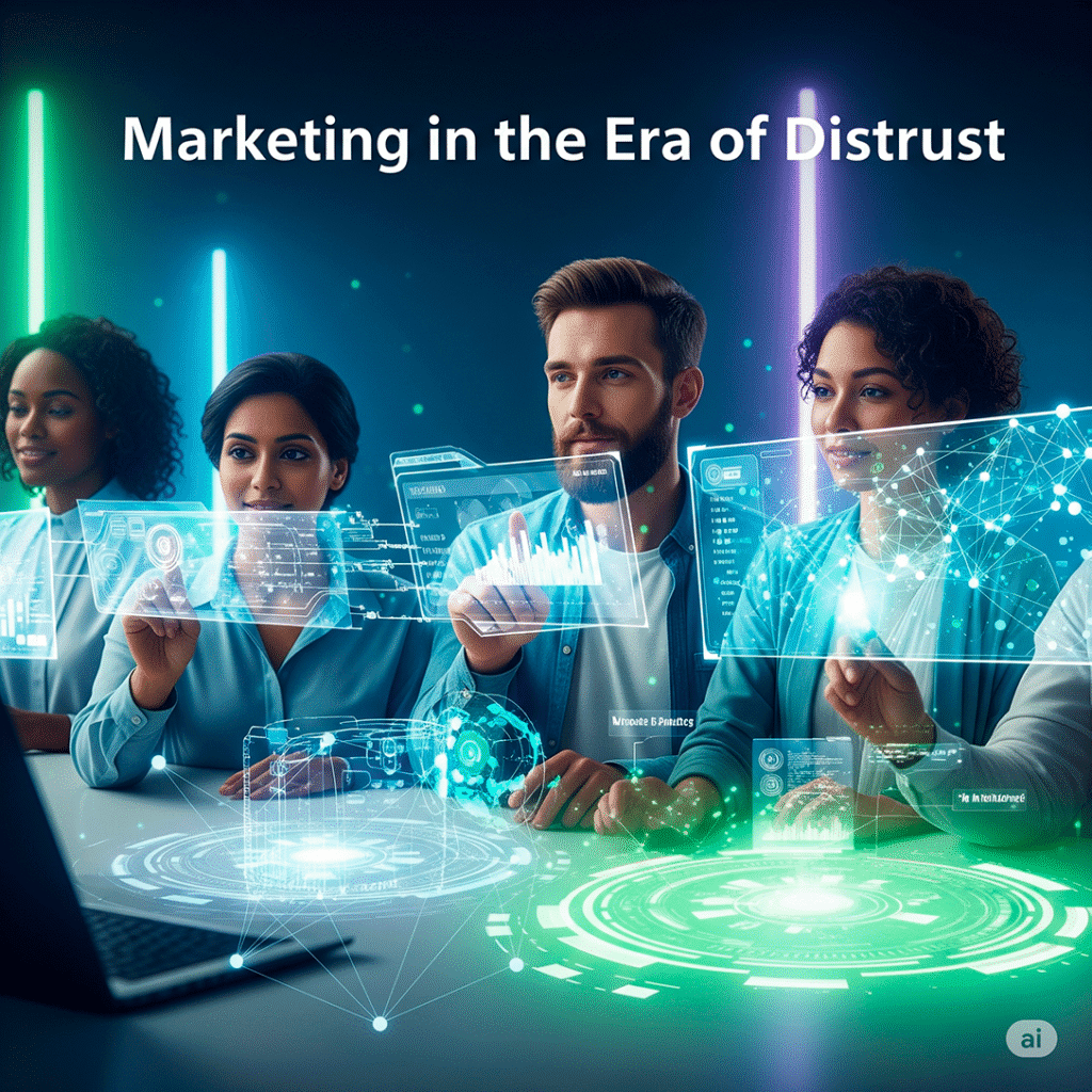 Marketing basado en datos con interfaces tecnológicas avanzadas y futuristas.