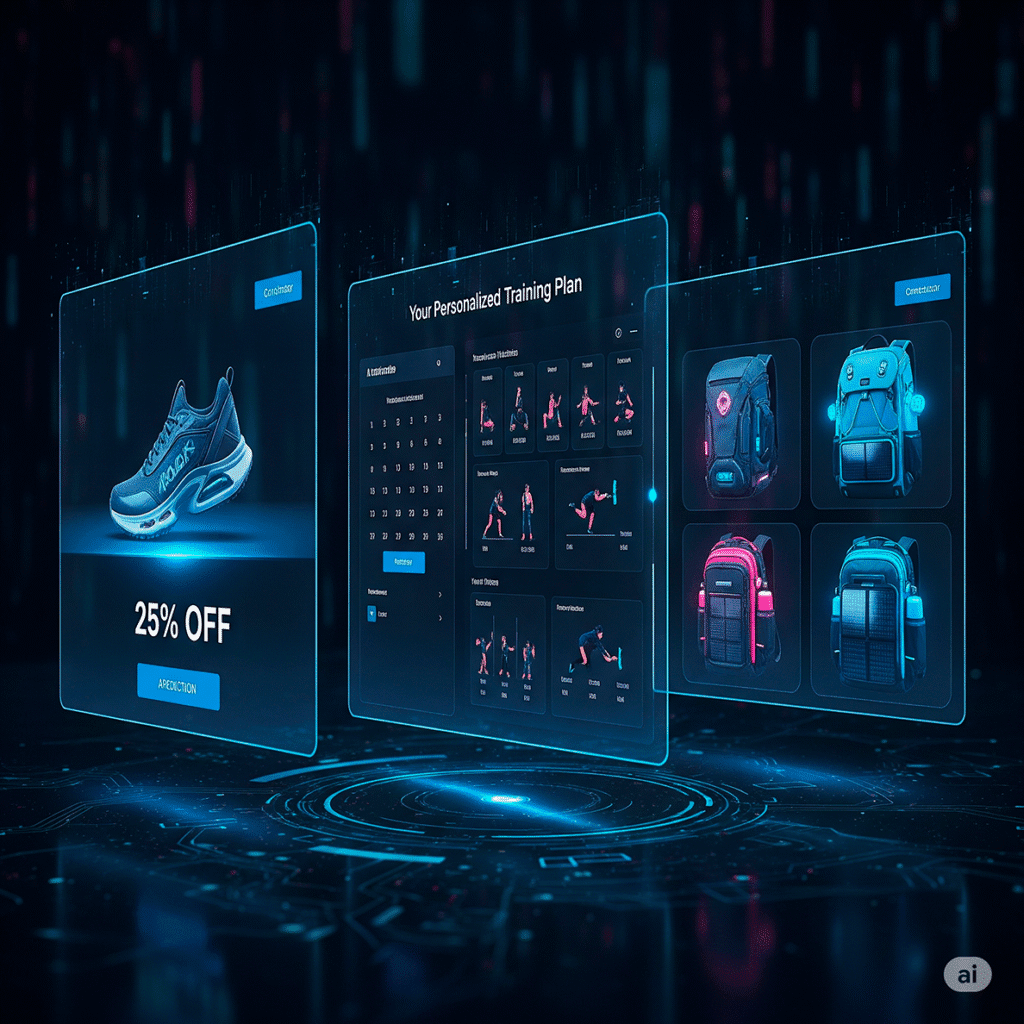E-commerce dinámico con IA mostrando productos distintos según la intención del usuario, ejemplo de hiperpersonalización 2.0.